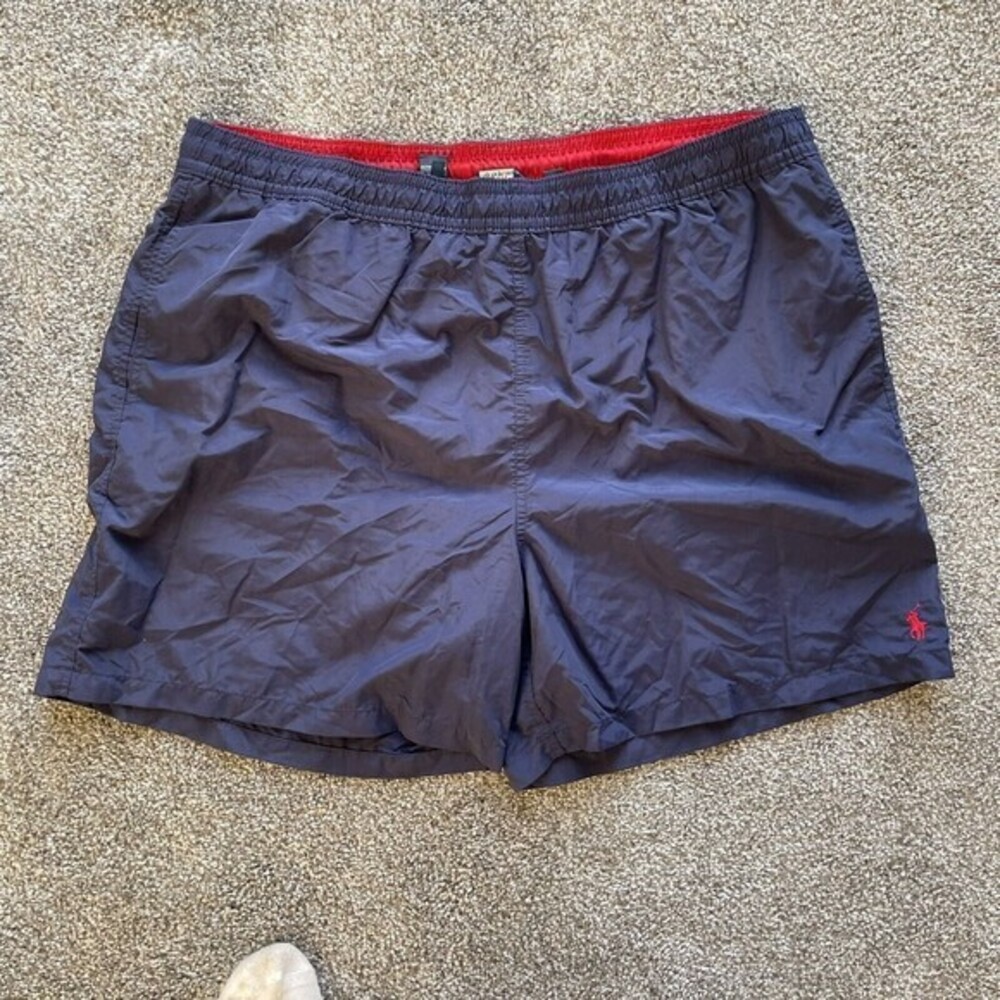 Polo Ralph Lauren Swim Trunks Mens Size 2XB Big Navy Blue/ Red Pony Drawstring